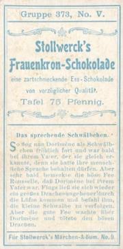 1906 Stollwerck Album 9 Gruppe 373 Die Kleine mit den Glockchen (The Little One with the Bells) #5 Das sprechende Schwalbchen Back
