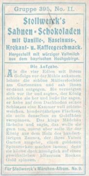 1906 Stollwerck Album 9 Gruppe 395 Die kluge Mullerstochter (The Clever Miller's Daughter) #2 Die Aufgabe Back