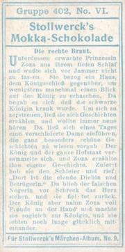 1906 Stollwerck Album 9 Gruppe 402 Der Marmorkonig (The Marble King) #6 Die rechte Braut Back