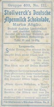 1906 Stollwerck Album 9 Gruppe 403 Rubezahl (Rübezahl) #3 Langeweile Back