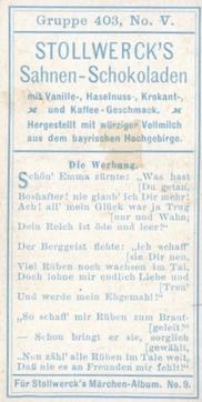 1906 Stollwerck Album 9 Gruppe 403 Rubezahl (Rübezahl) #5 Die Werbung Back