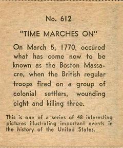 1930 Time Marches On (R150) #612 Boston Massacre Back