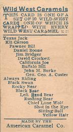 1910 American Caramel Wild West Caramels (E49) #NNO David Crockett Back