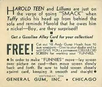 1934 General Gum Company Funnies (R56) #NNO Harold Teen and Lillums Back