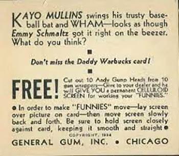 1934 General Gum Company Funnies (R56) #NNO Kayo Mullins Swings Back