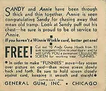 1934 General Gum Company Funnies (R56) #NNO Sandy and Annie Have Been Through Back