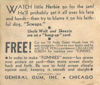 1934 General Gum Company Funnies (R56) #NNO Watch Little Herbie Go for the Jam! Back