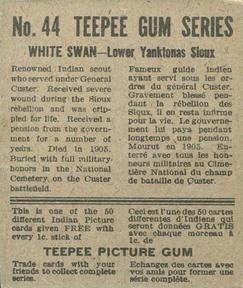 1950 Teepee Gum Indians #44 White Swan Back
