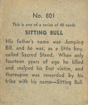 1930 Western Series (R131) #801 Sitting Bull Back