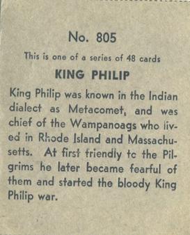 1930 Western Series (R131) #805 King Phillip Back