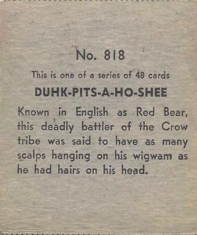 1930 Western Series (R131) #818 Red Bear Back