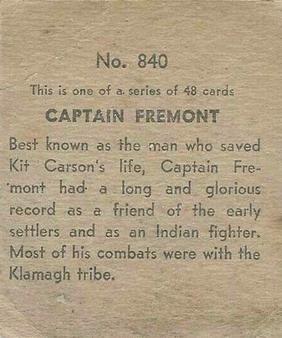 1930 Western Series (R131) #840 Captain Fremont Back