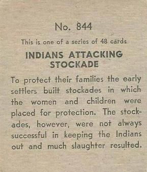 1930 Western Series (R131) #844 Indians Attack Stockade Back