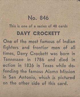 1930 Western Series (R131) #846 Davy Crockett Back