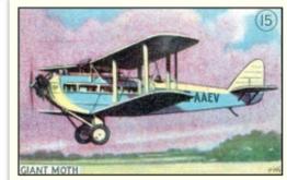 1930 William Paterson Aviation Series (V88) #15 D.H. Giant Moth Front