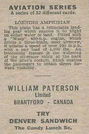 1930 William Paterson Aviation Series (V88) #45 Loening Amphibian Back