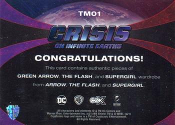 2022 Cryptozoic CZX Crisis on Infinite Earths - Triple Wardrobe #TM01 Stephen Amell / Grant Gustin / Melissa Benoist Back