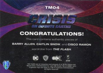 2022 Cryptozoic CZX Crisis on Infinite Earths - Triple Wardrobe #TM04 Grant Gustin / Danielle Panabaker / Carlos Valdes Back
