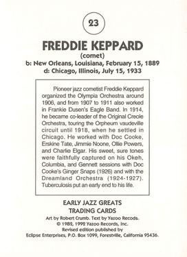 1992 Eclipse Yazoo Records Early Jazz Greats #23 Freddie Keppard Back