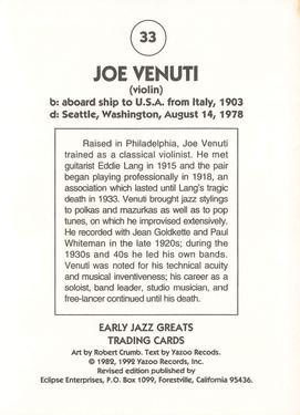 1992 Eclipse Yazoo Records Early Jazz Greats #33 Joe Venuti Back