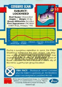 1992 Impel The Uncanny X-Men - Nelsonic #10 Lockheed Back