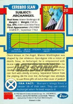 1992 Impel The Uncanny X-Men - Nelsonic #20 Archangel Back
