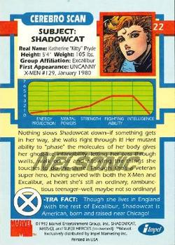 1992 Impel The Uncanny X-Men - Nelsonic #22 Shadowcat Back