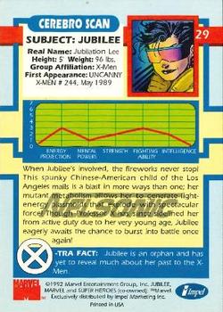 1992 Impel The Uncanny X-Men - Nelsonic #29 Jubilee Back