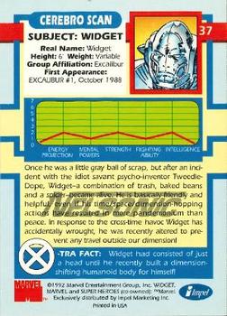 1992 Impel The Uncanny X-Men - Nelsonic #37 Widget Back