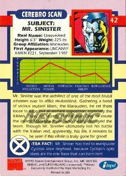 1992 Impel The Uncanny X-Men - Nelsonic #42 Mr. Sinister Back