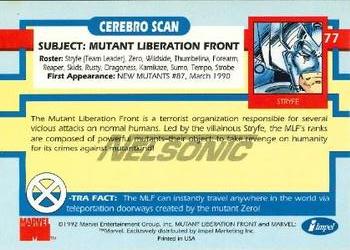 1992 Impel The Uncanny X-Men - Nelsonic #77 Mutant Liberation Front Back