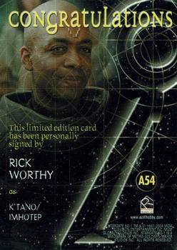 2005 Rittenhouse Stargate SG-1 Season 7 - Autographs #A54 Rick Worthy as K'tano/Imhotep Back