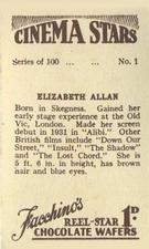 1936 Facchino's Cinema Stars #1 Elizabeth Allan Back