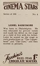 1936 Facchino's Cinema Stars #4 Lionel Barrymore Back