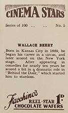 1936 Facchino's Cinema Stars #5 Wallace Beery Back