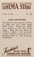 1936 Facchino's Cinema Stars #12 Joan Crawford Back