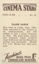1936 Facchino's Cinema Stars #19 Clark Gable Back
