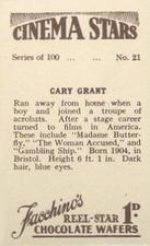 1936 Facchino's Cinema Stars #21 Cary Grant Back