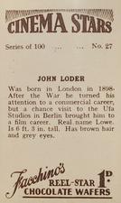 1936 Facchino's Cinema Stars #27 John Loder Back