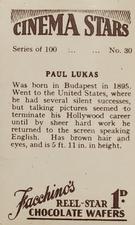1936 Facchino's Cinema Stars #30 Paul Lukas Back