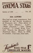 1936 Facchino's Cinema Stars #31 Ida Lupino Back
