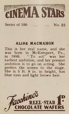 1936 Facchino's Cinema Stars #33 Aline MacMahon Back