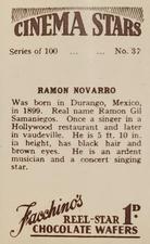 1936 Facchino's Cinema Stars #37 Ramon Novarro Back