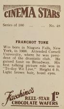 1936 Facchino's Cinema Stars #48 Franchot Tone Back
