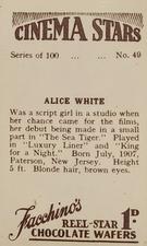 1936 Facchino's Cinema Stars #49 Alice White Back