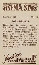 1936 Facchino's Cinema Stars #73 Carl Brisson Back