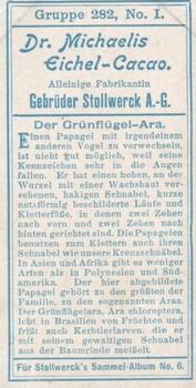 1903 Stollwerck Album 6 Gruppe 282 Climbing birds #1 Der Grünflügel-Ara Back