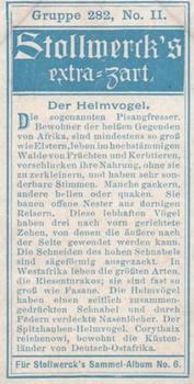 1903 Stollwerck Album 6 Gruppe 282 Climbing birds #2 Der Helmvogel Back