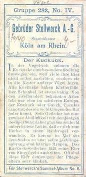 1903 Stollwerck Album 6 Gruppe 282 Climbing birds #4 Der Kuckuck Back