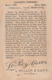 1897 American Tobacco L. Miller & Sons Presidents (T95) #NNO James K. Polk Back